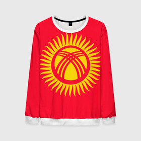 Мужской свитшот 3D с принтом Киргизия в Курске, 100% полиэстер с мягким внутренним слоем | круглый вырез горловины, мягкая резинка на манжетах и поясе, свободная посадка по фигуре | Тематика изображения на принте: азия | нации | страна | флаг