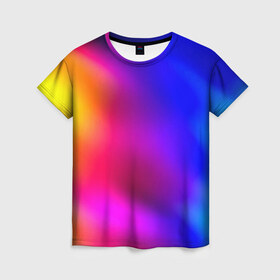 Женская футболка 3D с принтом Краска в Курске, 100% полиэфир ( синтетическое хлопкоподобное полотно) | прямой крой, круглый вырез горловины, длина до линии бедер | размытый | разноцветный | яркий