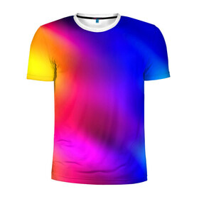 Мужская футболка 3D спортивная с принтом Краска в Курске, 100% полиэстер с улучшенными характеристиками | приталенный силуэт, круглая горловина, широкие плечи, сужается к линии бедра | Тематика изображения на принте: размытый | разноцветный | яркий