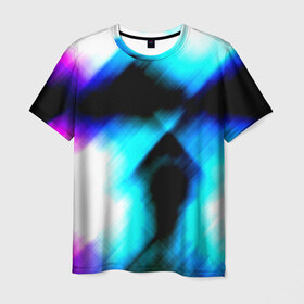 Мужская футболка 3D с принтом Заштриховка в Курске, 100% полиэфир | прямой крой, круглый вырез горловины, длина до линии бедер | пятна | размытый | цветной | яркий