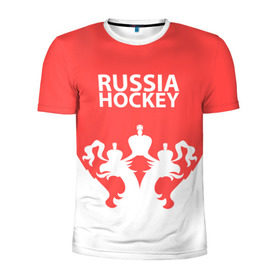 Мужская футболка 3D спортивная с принтом Russia Hockey в Курске, 100% полиэстер с улучшенными характеристиками | приталенный силуэт, круглая горловина, широкие плечи, сужается к линии бедра | hockey | ru | rus | russia | russian | россия | сборная | хоккей