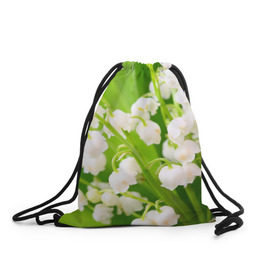 Рюкзак-мешок 3D с принтом Ландыши в Курске, 100% полиэстер | плотность ткани — 200 г/м2, размер — 35 х 45 см; лямки — толстые шнурки, застежка на шнуровке, без карманов и подкладки | весна | ландыш | цветок
