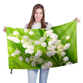 Флаг 3D с принтом Ландыши в Курске, 100% полиэстер | плотность ткани — 95 г/м2, размер — 67 х 109 см. Принт наносится с одной стороны | весна | ландыш | цветок