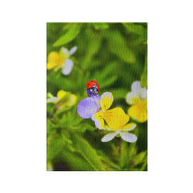Обложка для паспорта матовая кожа с принтом Природа в Курске, натуральная матовая кожа | размер 19,3 х 13,7 см; прозрачные пластиковые крепления | Тематика изображения на принте: божья коровка | красота | природа | цветок