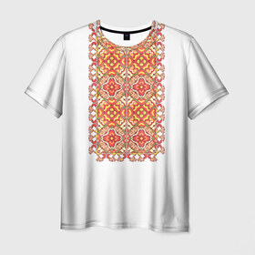 Мужская футболка 3D с принтом Вышивка 2 в Курске, 100% полиэфир | прямой крой, круглый вырез горловины, длина до линии бедер | ukraine | вышивка | украина