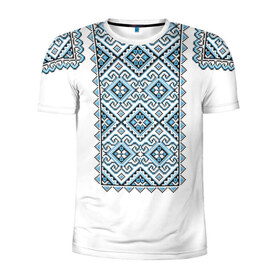 Мужская футболка 3D спортивная с принтом Вышивка 7 в Курске, 100% полиэстер с улучшенными характеристиками | приталенный силуэт, круглая горловина, широкие плечи, сужается к линии бедра | ukraine | вышивка | украина
