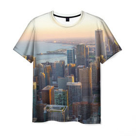Мужская футболка 3D с принтом Нью-Йорк в Курске, 100% полиэфир | прямой крой, круглый вырез горловины, длина до линии бедер | america | new york | usa | америка | высотки | мегаполис | нью йорк | столица мира | сша | штаты