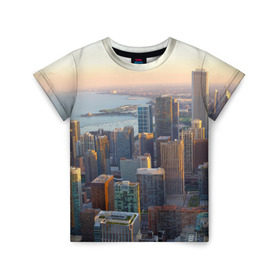 Детская футболка 3D с принтом Нью-Йорк в Курске, 100% гипоаллергенный полиэфир | прямой крой, круглый вырез горловины, длина до линии бедер, чуть спущенное плечо, ткань немного тянется | america | new york | usa | америка | высотки | мегаполис | нью йорк | столица мира | сша | штаты