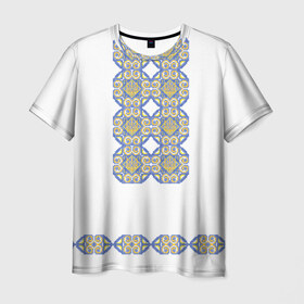 Мужская футболка 3D с принтом Вышивка 12 в Курске, 100% полиэфир | прямой крой, круглый вырез горловины, длина до линии бедер | Тематика изображения на принте: ukraine | вышивка | украина