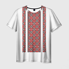 Мужская футболка 3D с принтом Вышивка 13 в Курске, 100% полиэфир | прямой крой, круглый вырез горловины, длина до линии бедер | Тематика изображения на принте: ukraine | вышивка | украина