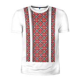 Мужская футболка 3D спортивная с принтом Вышивка 13 в Курске, 100% полиэстер с улучшенными характеристиками | приталенный силуэт, круглая горловина, широкие плечи, сужается к линии бедра | ukraine | вышивка | украина