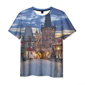 Мужская футболка 3D с принтом Прага в Курске, 100% полиэфир | прямой крой, круглый вырез горловины, длина до линии бедер | czech republic | europe | prague | европа | ес | каникулы | мосты | отпуск | прага | туризм | хоккей | чехия