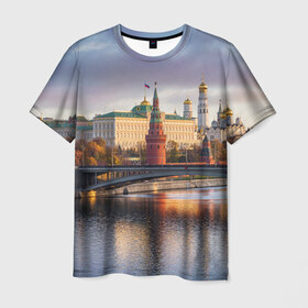 Мужская футболка 3D с принтом Россия в Курске, 100% полиэфир | прямой крой, круглый вырез горловины, длина до линии бедер | moscow | кремль | москва | столица