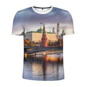 Мужская футболка 3D спортивная с принтом Россия в Курске, 100% полиэстер с улучшенными характеристиками | приталенный силуэт, круглая горловина, широкие плечи, сужается к линии бедра | moscow | кремль | москва | столица