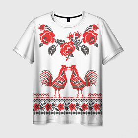 Мужская футболка 3D с принтом Вышивка 25 в Курске, 100% полиэфир | прямой крой, круглый вырез горловины, длина до линии бедер | ukraine | вышивка | украина