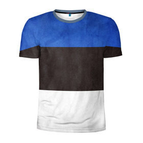 Мужская футболка 3D спортивная с принтом Эстония в Курске, 100% полиэстер с улучшенными характеристиками | приталенный силуэт, круглая горловина, широкие плечи, сужается к линии бедра | Тематика изображения на принте: страна | эстония | эстонская республика