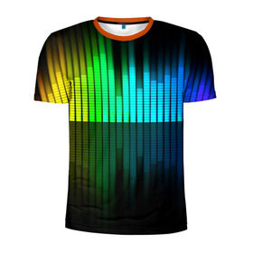 Мужская футболка 3D спортивная с принтом Эквалайзер в Курске, 100% полиэстер с улучшенными характеристиками | приталенный силуэт, круглая горловина, широкие плечи, сужается к линии бедра | музыка | ритм | эквалайзер