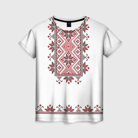 Женская футболка 3D с принтом Вышивка 41 в Курске, 100% полиэфир ( синтетическое хлопкоподобное полотно) | прямой крой, круглый вырез горловины, длина до линии бедер | Тематика изображения на принте: belarus | беларусь | вышивка