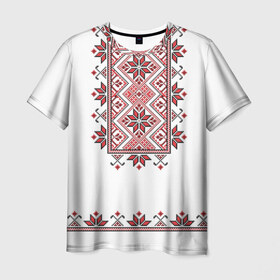 Мужская футболка 3D с принтом Вышивка 41 в Курске, 100% полиэфир | прямой крой, круглый вырез горловины, длина до линии бедер | Тематика изображения на принте: belarus | беларусь | вышивка