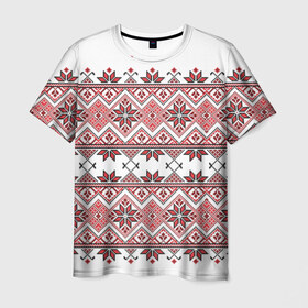 Мужская футболка 3D с принтом Вышивка 42 в Курске, 100% полиэфир | прямой крой, круглый вырез горловины, длина до линии бедер | belarus | беларусь | вышивка