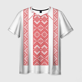 Мужская футболка 3D с принтом Вышивка 46 в Курске, 100% полиэфир | прямой крой, круглый вырез горловины, длина до линии бедер | Тематика изображения на принте: belarus | беларусь | вышивка