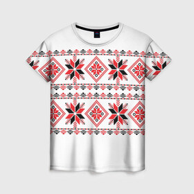 Женская футболка 3D с принтом Вышивка 47 в Курске, 100% полиэфир ( синтетическое хлопкоподобное полотно) | прямой крой, круглый вырез горловины, длина до линии бедер | belarus | беларусь | вышивка