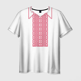 Мужская футболка 3D с принтом Вышивка 55 в Курске, 100% полиэфир | прямой крой, круглый вырез горловины, длина до линии бедер | Тематика изображения на принте: belarus | беларусь | вышивка