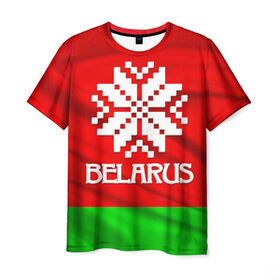 Мужская футболка 3D с принтом Belarus в Курске, 100% полиэфир | прямой крой, круглый вырез горловины, длина до линии бедер | belarus | беларусь