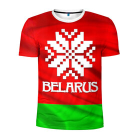 Мужская футболка 3D спортивная с принтом Belarus в Курске, 100% полиэстер с улучшенными характеристиками | приталенный силуэт, круглая горловина, широкие плечи, сужается к линии бедра | Тематика изображения на принте: belarus | беларусь