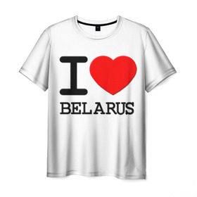 Мужская футболка 3D с принтом Люблю Беларусь 3 в Курске, 100% полиэфир | прямой крой, круглый вырез горловины, длина до линии бедер | belarus | love | беларусь | люблю
