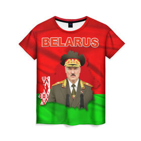 Женская футболка 3D с принтом Belarus 17 в Курске, 100% полиэфир ( синтетическое хлопкоподобное полотно) | прямой крой, круглый вырез горловины, длина до линии бедер | Тематика изображения на принте: belarus | беларусь | лукашенко | президент