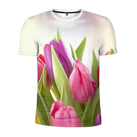 Мужская футболка 3D спортивная с принтом Тюльпаны в Курске, 100% полиэстер с улучшенными характеристиками | приталенный силуэт, круглая горловина, широкие плечи, сужается к линии бедра | 8 марта | аромат | букет | вазон | великолепие | дача | девушки | женщины | краски | красота | куст | лужайка | милые цветы | огород | палитра | прелесть | радуга | растение | тюльпаны