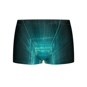 Мужские трусы 3D с принтом Цифровой тоннель в Курске, 50% хлопок, 50% полиэстер | классическая посадка, на поясе мягкая тканевая резинка | глубины сознания | интернет | коридор | матрица | оптическая иллюзия | секрет | сеть | тайна | тоннель