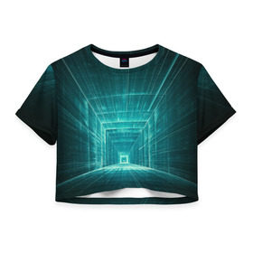 Женская футболка 3D укороченная с принтом Цифровой тоннель в Курске, 100% полиэстер | круглая горловина, длина футболки до линии талии, рукава с отворотами | глубины сознания | интернет | коридор | матрица | оптическая иллюзия | секрет | сеть | тайна | тоннель