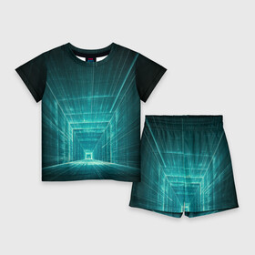 Детский костюм с шортами 3D с принтом Цифровой тоннель в Курске,  |  | глубины сознания | интернет | коридор | матрица | оптическая иллюзия | секрет | сеть | тайна | тоннель