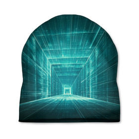 Шапка 3D с принтом Цифровой тоннель в Курске, 100% полиэстер | универсальный размер, печать по всей поверхности изделия | глубины сознания | интернет | коридор | матрица | оптическая иллюзия | секрет | сеть | тайна | тоннель