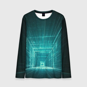 Мужской лонгслив 3D с принтом Цифровой тоннель в Курске, 100% полиэстер | длинные рукава, круглый вырез горловины, полуприлегающий силуэт | глубины сознания | интернет | коридор | матрица | оптическая иллюзия | секрет | сеть | тайна | тоннель