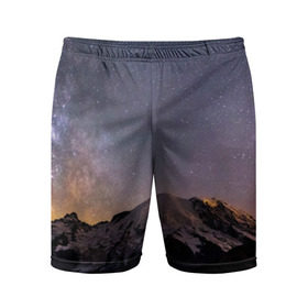 Мужские шорты 3D спортивные с принтом Звездное небо в Курске,  |  | горы | звезды | космос | небо | ночь