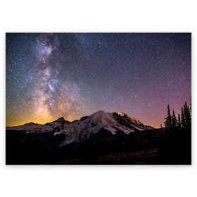 Поздравительная открытка с принтом Звездное небо в Курске, 100% бумага | плотность бумаги 280 г/м2, матовая, на обратной стороне линовка и место для марки
 | Тематика изображения на принте: горы | звезды | космос | небо | ночь
