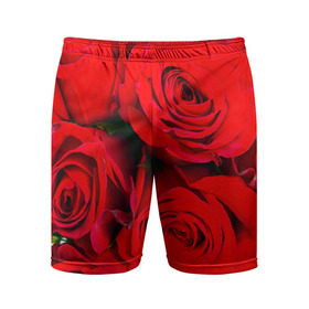 Мужские шорты 3D спортивные с принтом Розы в Курске,  |  | букет | красная | лепестки | роза | цветы