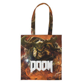 Сумка 3D повседневная с принтом Doom 4 Hell Cyberdemon в Курске, 100% полиэстер | Плотность: 200 г/м2; Размер: 34×35 см; Высота лямок: 30 см | cyberdemon | demon | doom | hell | дум