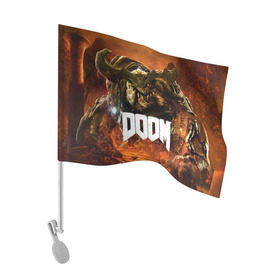 Флаг для автомобиля с принтом Doom 4 Hell Cyberdemon в Курске, 100% полиэстер | Размер: 30*21 см | cyberdemon | demon | doom | hell | дум