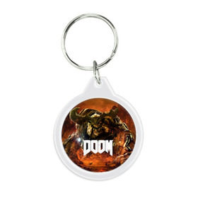 Брелок круглый с принтом Doom 4 Hell Cyberdemon в Курске, пластик и полированная сталь | круглая форма, металлическое крепление в виде кольца | cyberdemon | demon | doom | hell | дум