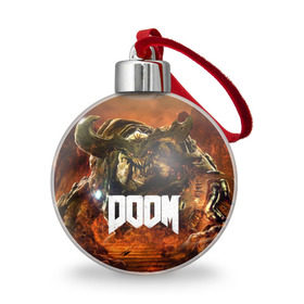 Ёлочный шар с принтом Doom 4 Hell Cyberdemon в Курске, Пластик | Диаметр: 77 мм | Тематика изображения на принте: cyberdemon | demon | doom | hell | дум