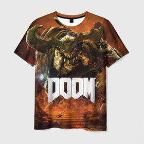 Мужская футболка 3D с принтом Doom 4 Hell Cyberdemon в Курске, 100% полиэфир | прямой крой, круглый вырез горловины, длина до линии бедер | Тематика изображения на принте: cyberdemon | demon | doom | hell | дум