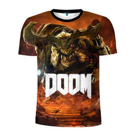 Мужская футболка 3D спортивная с принтом Doom 4 Hell Cyberdemon в Курске, 100% полиэстер с улучшенными характеристиками | приталенный силуэт, круглая горловина, широкие плечи, сужается к линии бедра | cyberdemon | demon | doom | hell | дум