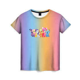 Женская футболка 3D с принтом My little pony 1 в Курске, 100% полиэфир ( синтетическое хлопкоподобное полотно) | прямой крой, круглый вырез горловины, длина до линии бедер | my little pony