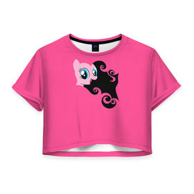 Женская футболка 3D укороченная с принтом Me little pony 4 в Курске, 100% полиэстер | круглая горловина, длина футболки до линии талии, рукава с отворотами | my little pony