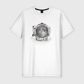 Мужская футболка премиум с принтом Космонавт 1.1 в Курске, 92% хлопок, 8% лайкра | приталенный силуэт, круглый вырез ворота, длина до линии бедра, короткий рукав | 