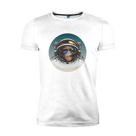 Мужская футболка премиум с принтом Космонавт 6.6 в Курске, 92% хлопок, 8% лайкра | приталенный силуэт, круглый вырез ворота, длина до линии бедра, короткий рукав | 